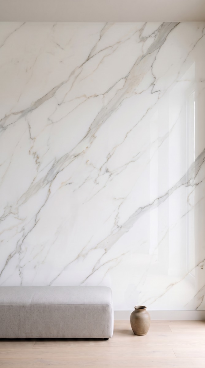 Visualisation of a marble-look hand-applied wall finish