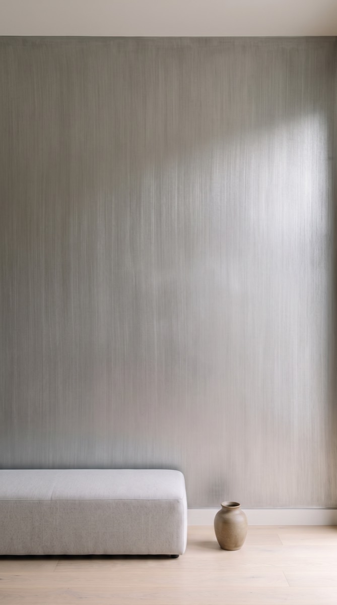 Visualisation of a pewter metallic hand-applied wall finish