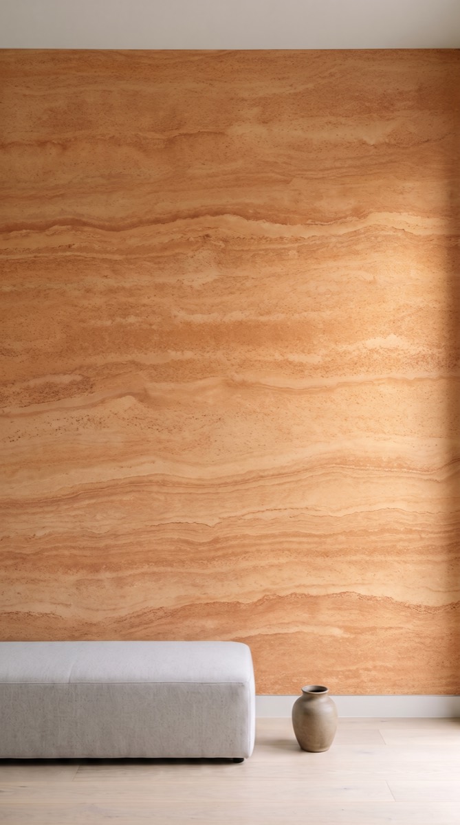 Visualisation of a textured stone-look hand-applied wall finish