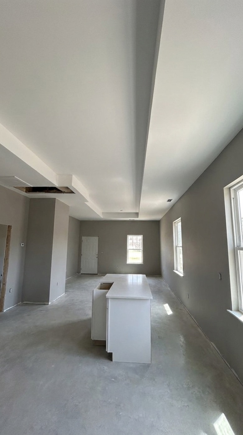Interior walls freshly repainted in soft grey by H&M Solutions, Melbourne